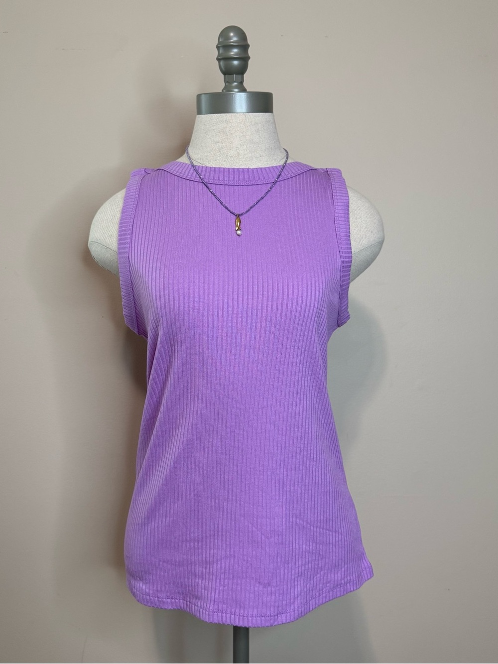 Zenana Ribbed Sleeveless Tank - Lavender Large NWOT Boutique